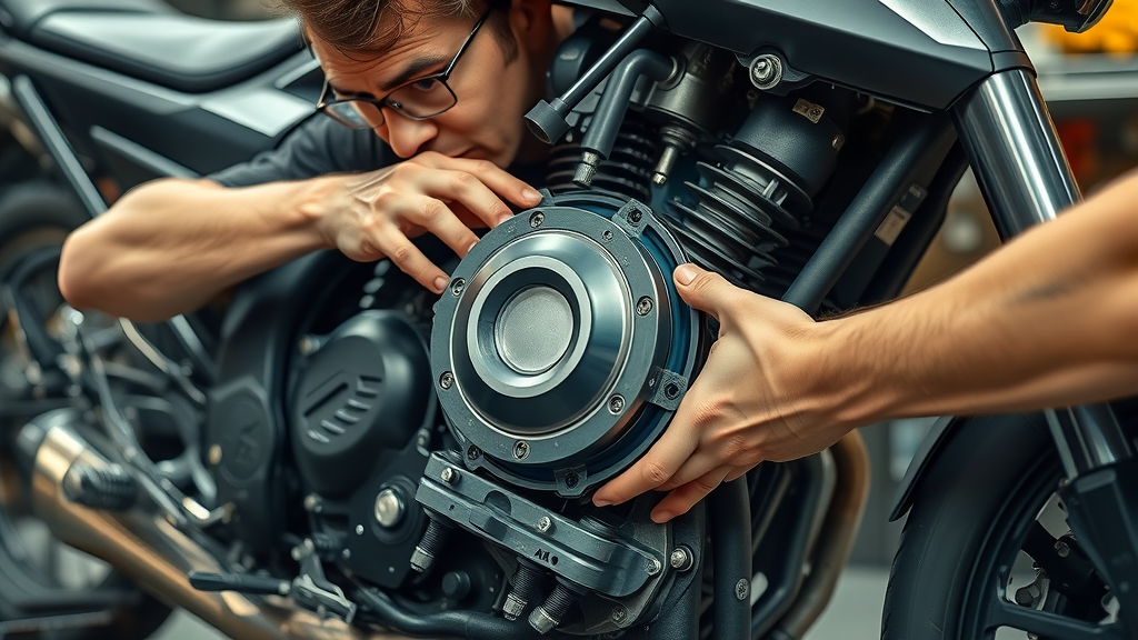 mechanic disassembling motorcycle engine for diy motorcycle repair project