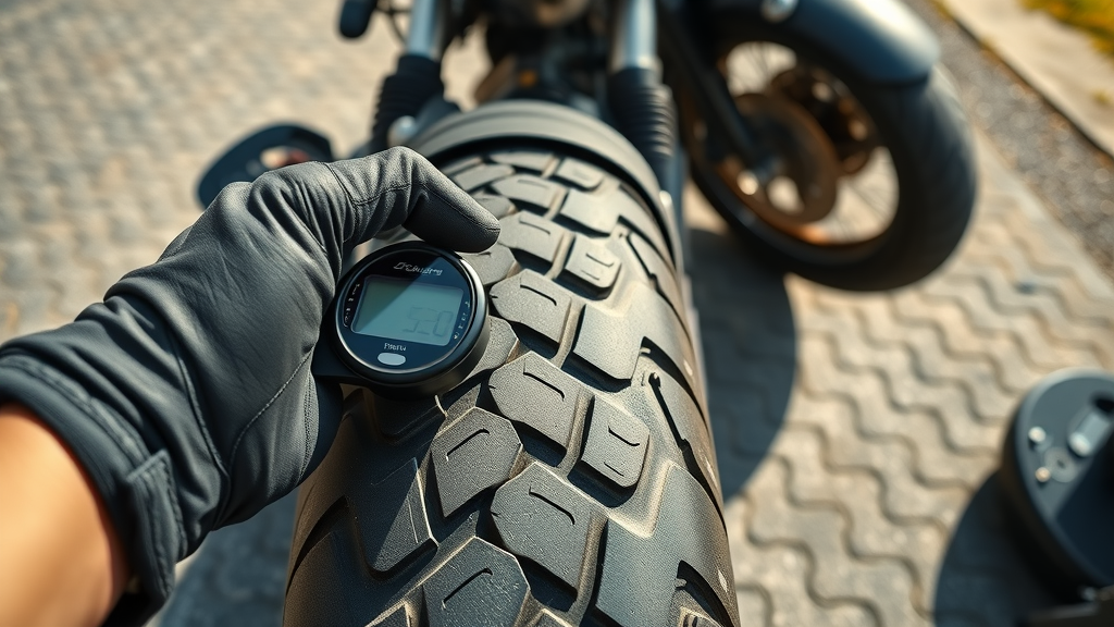 checking tyre pressure diy motorcycle maintenance