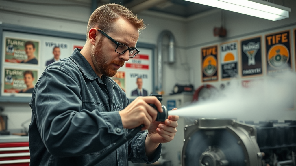 mechanic using vapor blaster for advanced diy motorcycle repair