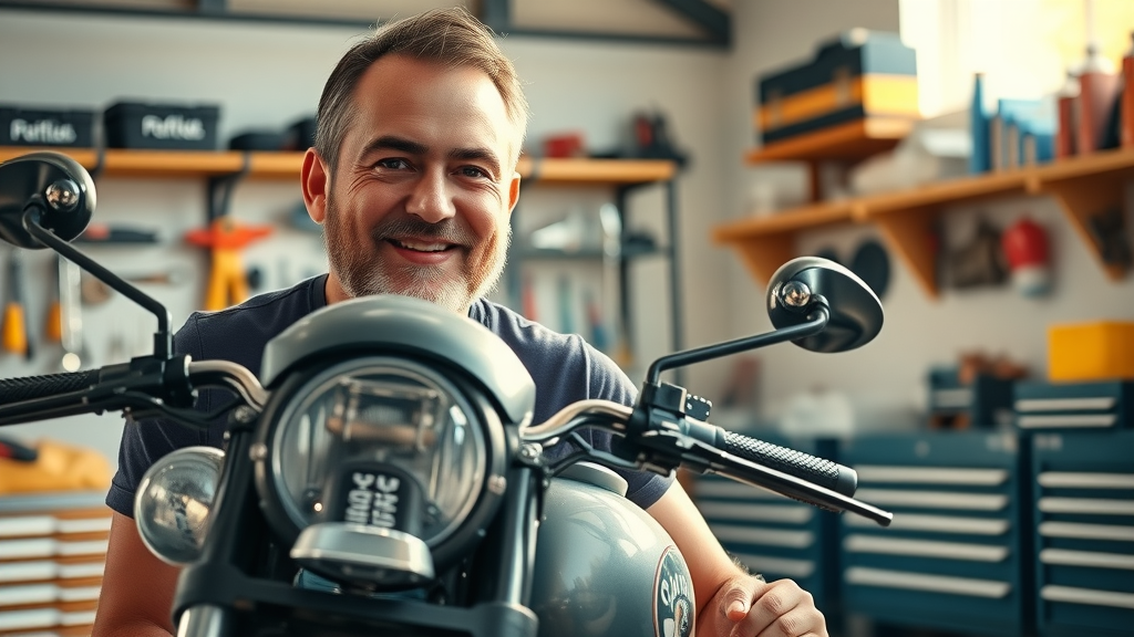 well-maintained motorcycle in a garage diy motorcycle maintenance