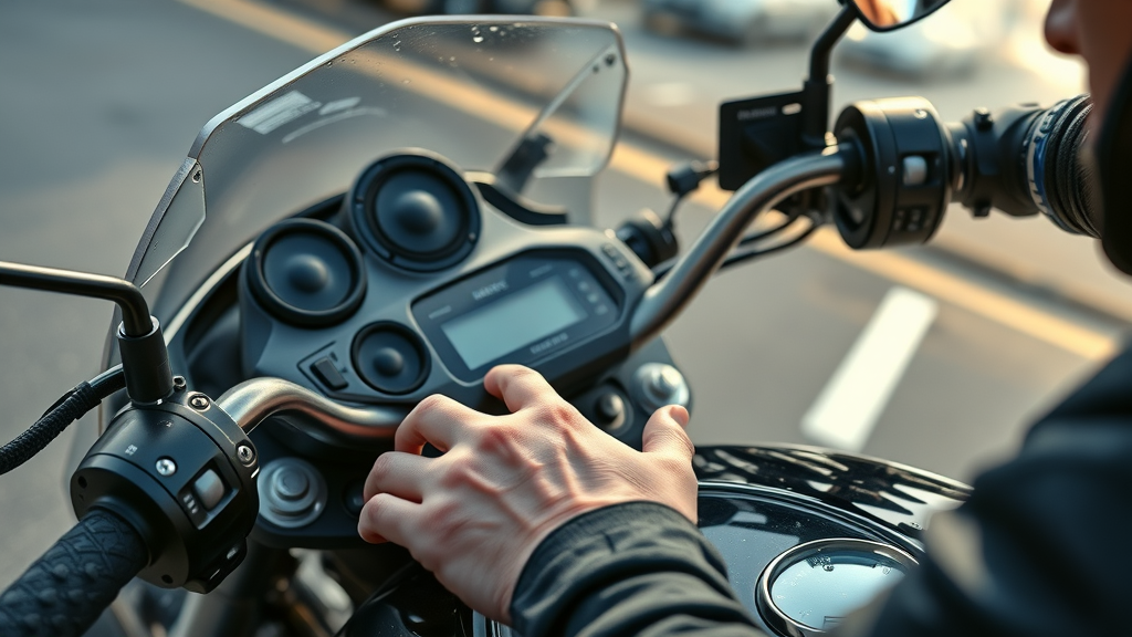 motorcycle audio system waterproof controls handlebar speakers