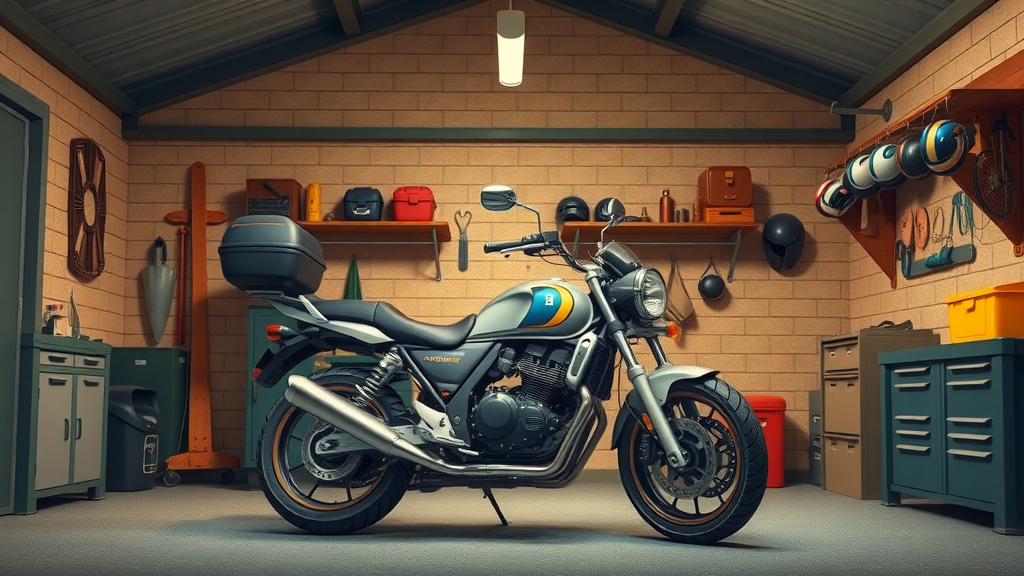 motorcycle parked covered, preventive motorcycle maintenance storage tips