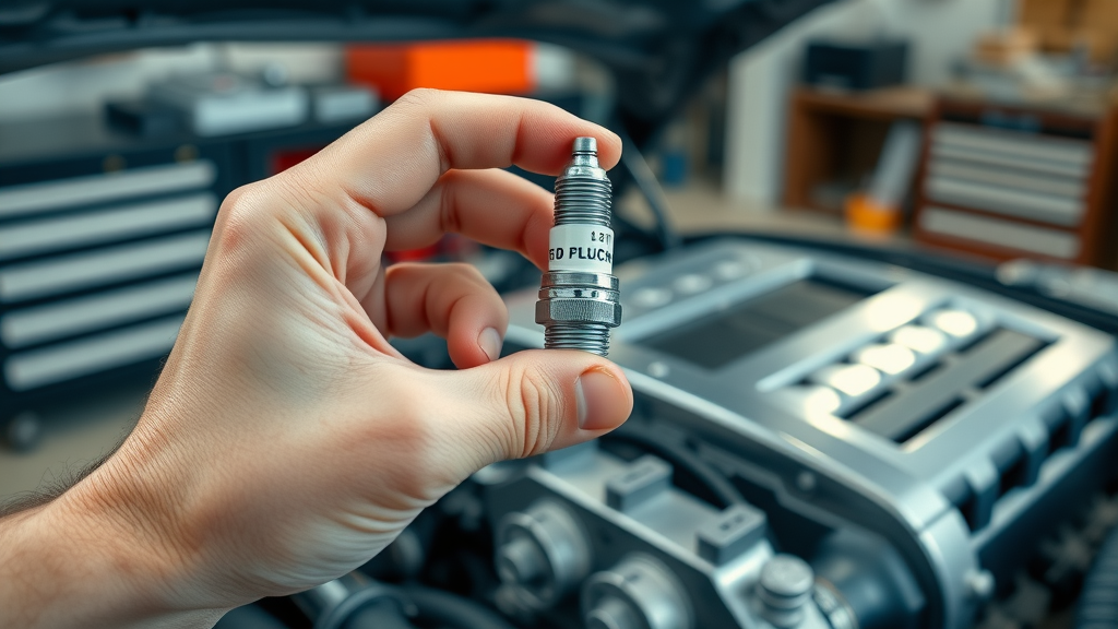 organized hand holding clean spark plug by engine - motorcycle maintenance schedule