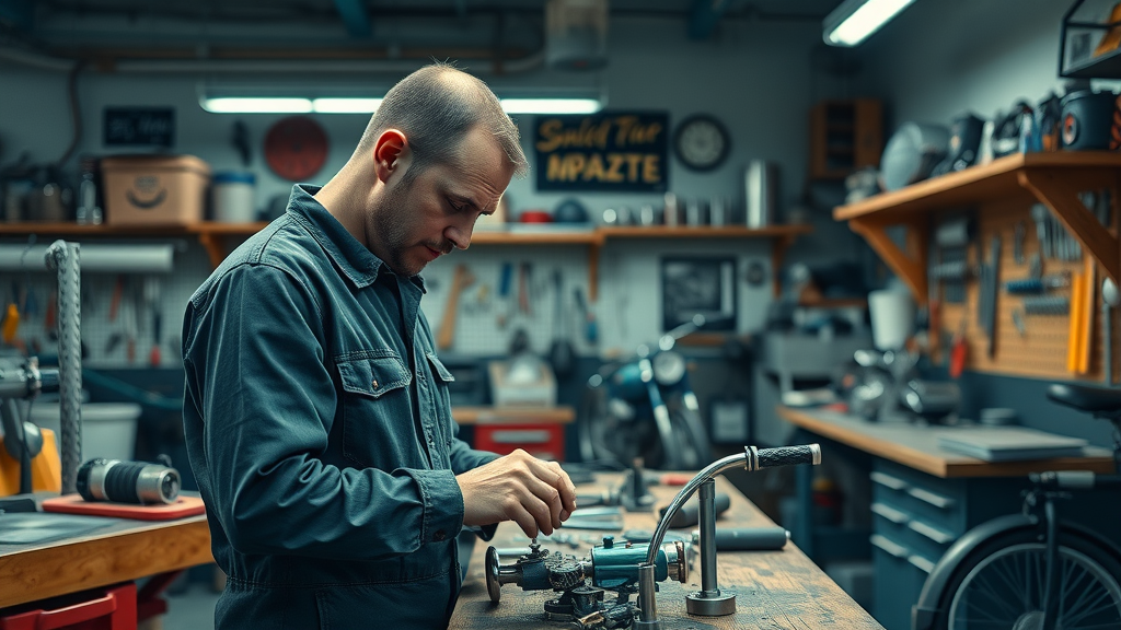 classic bike maintenance organized mechanic workspace vintage motorcycle tools