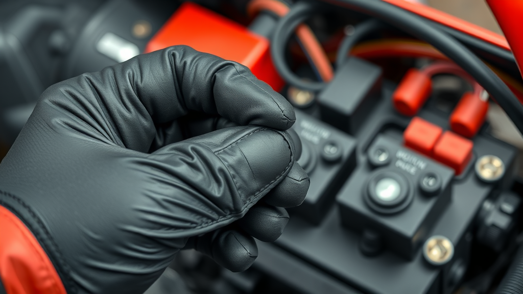 Blown fuse motorcycle troubleshooting tips – Gloved hand replacing a motorcycle fuse in the fuse box