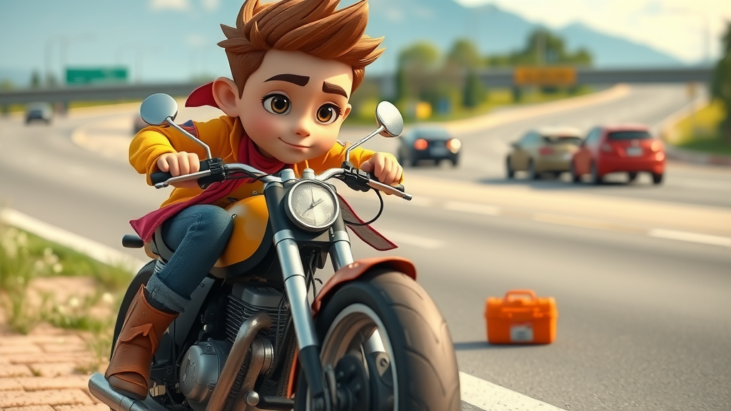 Rider performing roadside motorcycle tire repair using plug kit