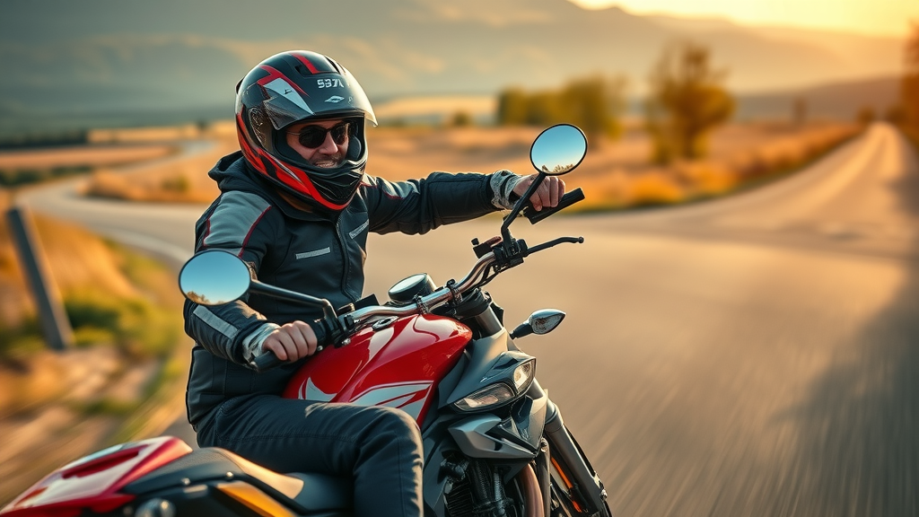 enthusiastic motorcycle rider enjoying performance boost after engine tuning service