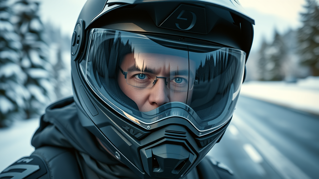 motorcycle helmet and face shield with anti-fog features for cold weather riding
