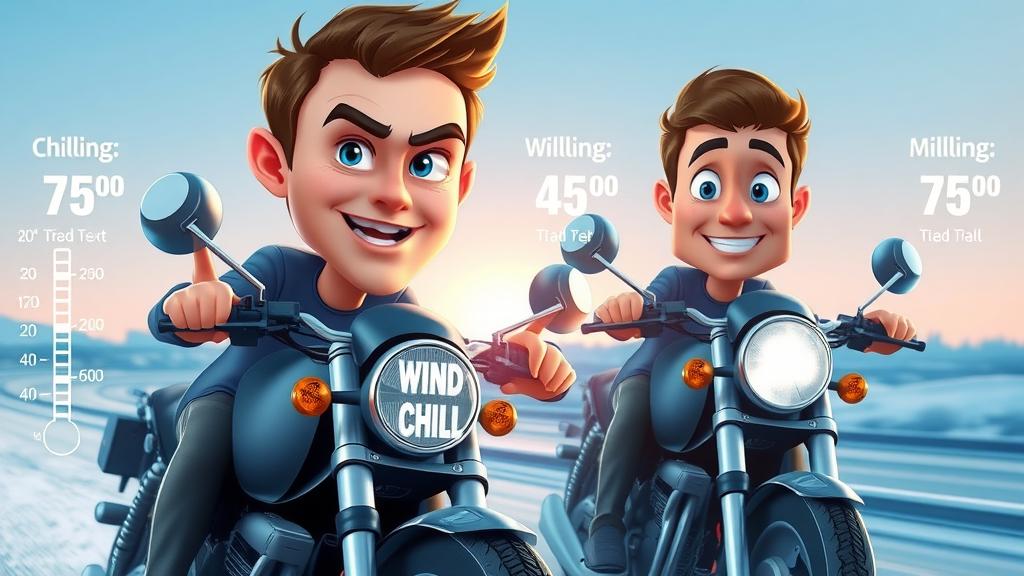 infographic showing wind chill effects on motorcycles, cold weather riding temperatures