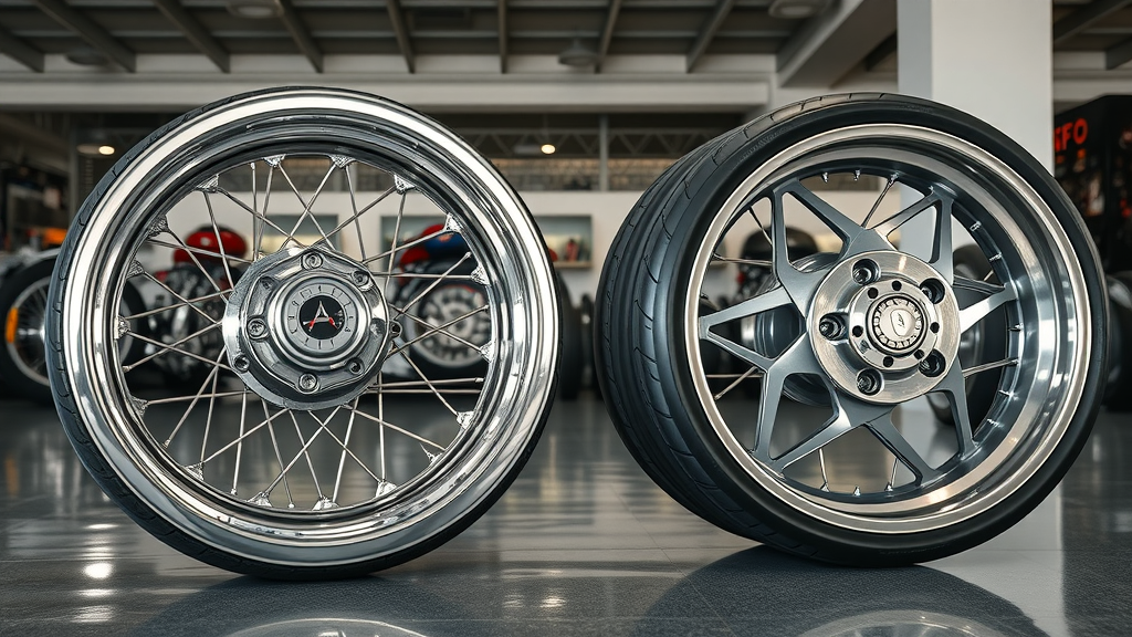 chrome motorcycle wheels steel wheels design difference showroom