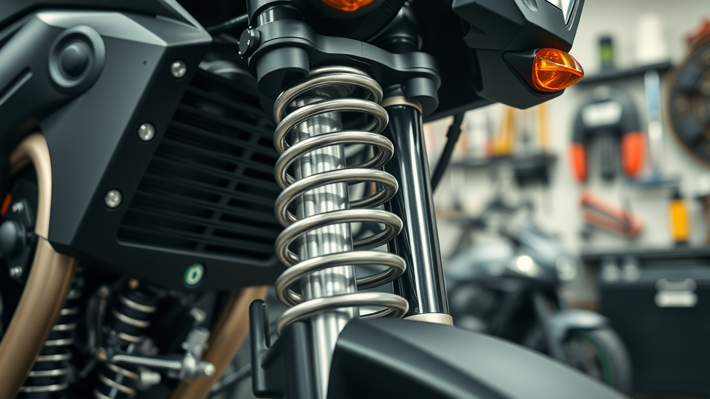 close-up image of premium motorcycle suspension upgrades springs and adjuster knobs