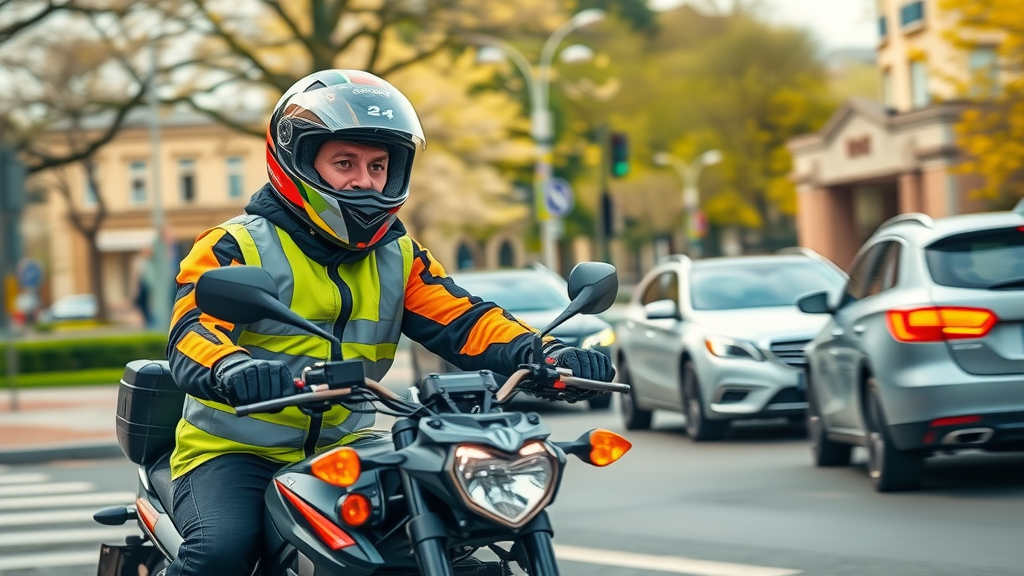 motorcycle riders practicing spring motorcycle safety tips with high-visibility gear and hand signals