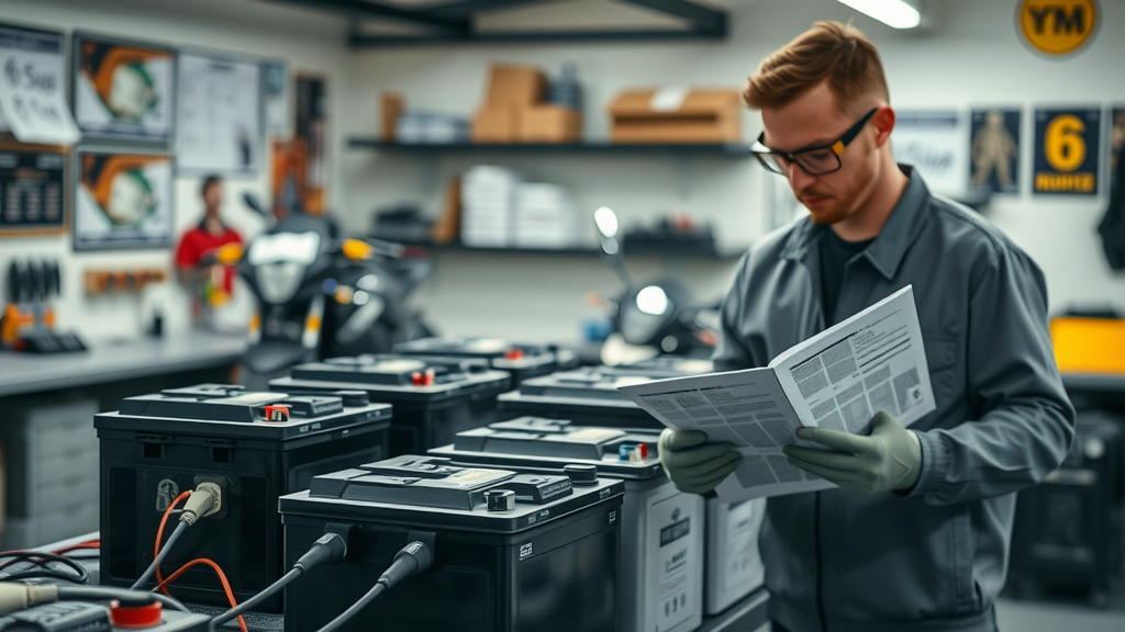 Multiple motorcycle batteries being charged safely for battery maintenance motorcycle in winter