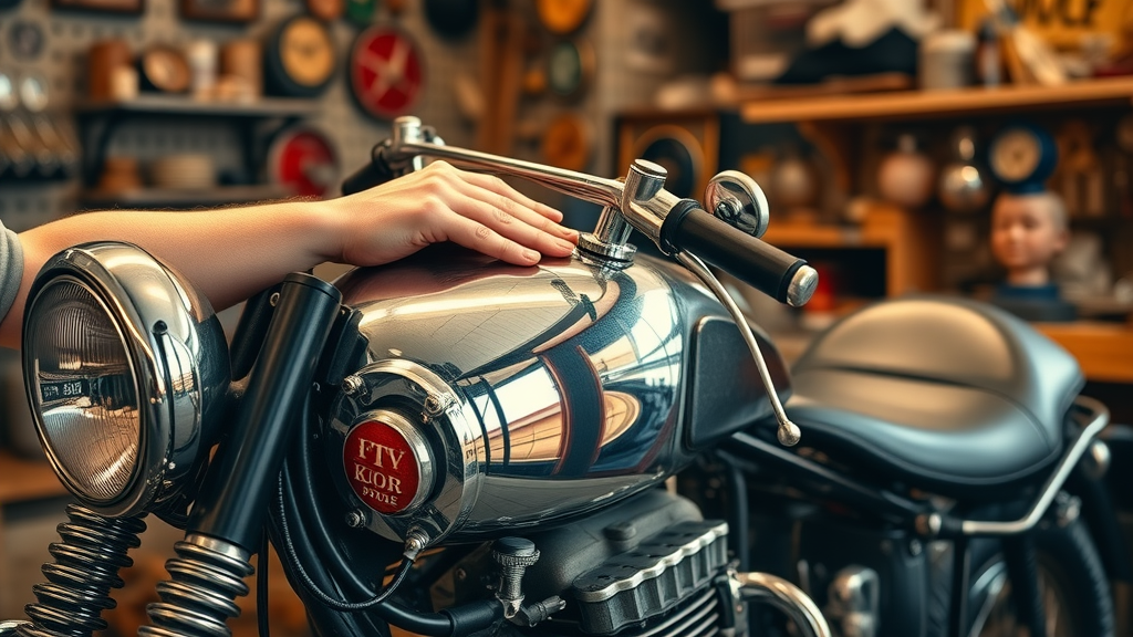 restored rare vintage motorcycle barber vintage motorsports museum inspired restorer photorealistic