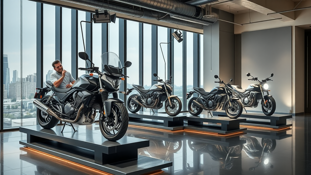 modern home motorcycle collection display collector lighting motorsports museum shine