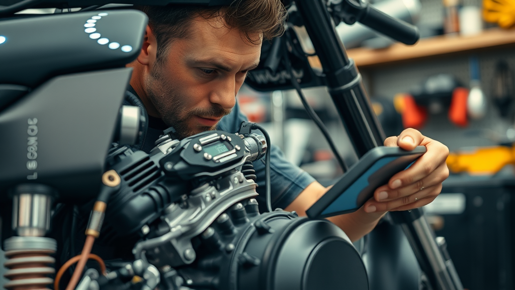 custom motorcycle engine tuning technician performs dyno and ECU adjustments