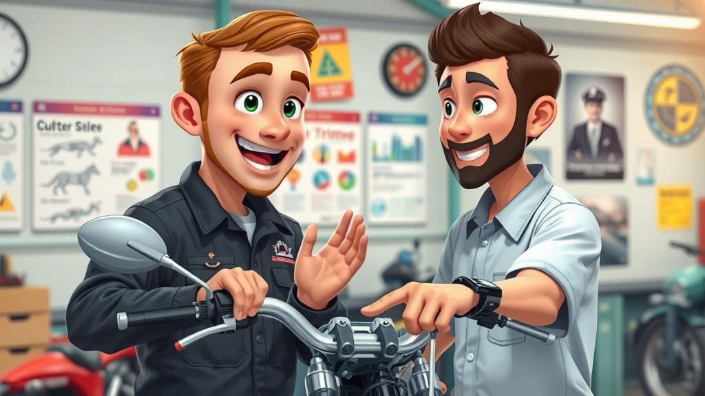Motorcycle mechanic answering FAQ on motorcycle chain lubrication fall